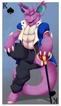 &spades; 2016 anthro balancing_on_tail big_tail blue_eyes border cane card claws clothed clothing digital_media_(artwork) front_view full-length_portrait gradient_background horn king king_of_spades long_tail looking_at_viewer male multicolored_skin myloveless nidoking nintendo playing_card pok&eacute;mon portrait purple_horn purple_skin purple_tail royalty signature simple_background solo suit_symbol thick_tail tusks two_tone_skin video_games white_border white_skin 