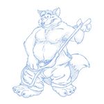  anthro armpit_hair barefoot blue_and_white canine clothed clothing disney fox front_view gideon_grey humanoid_penis male mammal monochrome moobs overalls overweight overweight_male penis pubes sdawg smile topless undressing zootopia 