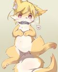  &lt;3 anus blush canine collar cub cute faeki fox fur hindpaw looking_down male mammal nude paws red_eyes semi-anthro simple_background solo spread_legs spreading white_fur yellow_fur young 