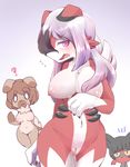  3girls artist_request black_hair breasts furry litten long_hair lycanroc multiple_girls nipples open_mouth pink_eyes pokemon pussy rockruff short_hair white_hair 