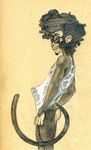  anthro bottomless butt clothed clothing erection erection_under_clothes eyewear humanoid_penis mammal monkey monochrome pencil_(artwork) penis pinup pose primate shirt side_view standing sunglasses tank_top traditional_media_(artwork) tush wet_shirt 