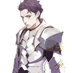  armor fate/grand_order fate_(series) grey_eyes lancelot_(fate/grand_order) looking_at_viewer male_focus pako pauldrons purple_hair serious solo upper_body white_armor 