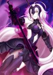  2016 armor armored_boots artist_name aura black_gloves blonde_hair boots breasts chain commentary_request dated fate/grand_order fate_(series) gauntlets gloves headpiece holding holding_sword holding_weapon jeanne_d'arc_(alter)_(fate) jeanne_d'arc_(fate)_(all) long_hair looking_at_viewer medium_breasts nina_(pastime) smile solo sword weapon yellow_eyes 