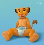  anthro cub diaper disney feline iztli lion male mammal simba solo the_lion_king young 