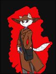  2016 anthro cheek_tuft clothed clothing disney fan_character feline female lynx mammal purse red_eyes solo thephantombeyond trenchcoat tuft zootopia 