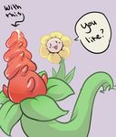  :3 barbed_penis english_text flora_fauna flowey_the_flower looking_at_viewer male penis plant precum solo stare text undertale unknown_artist video_games vines 