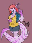  alex_harris_(kaenidi) anthro big_breasts breasts clothed clothing female fish kaenidi marine piercing shark solo 