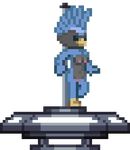  &lt;3 animated avian blue_feathers blue_hair breasts dancing digital_media_(artwork) feathers female hair love low_res pixel_(artwork) pole pole_dancing pussy starbound stripper travelling_merchant video_games 