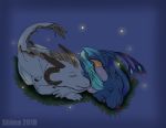  2018 4_fingers baby blep blue_background blue_body dragon duo eyes_closed female feral front_view grass horn nude quadruped reptile scalie serratia shima_(shima_laqi) shima_laqi simple_background sleeping tongue tongue_out western_dragon white_body wings young 