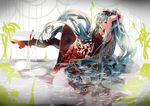  7th_dragon_(series) 7th_dragon_2020 7th_dragon_2020-ii aqua_hair arms_up bad_id bad_pixiv_id character_name copyright_name cuy7 from_side hatsune_miku long_hair looking_at_viewer sitting skirt solo thighhighs twintails very_long_hair vocaloid 