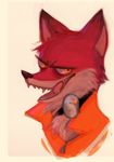  2016 amber_eyes anthro canine clothing collar disney fox grin hi_res licking licking_lips male mammal nick_wilde nicolaswildes_(artist) sharp_teeth solo teeth tongue tongue_out zistopia zootopia 