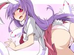  animal_ears ass blush bunny_ears bunny_tail commentary_request hemogurobin_a1c kune-kune long_hair panties purple_hair red_eyes reisen_udongein_inaba solo tail touhou underwear 