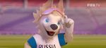  ambiguous_gender anthro blue_eyes canine clothed clothing english_text eyewear fifa male mammal mascot open_mouth russia russian soccer solo sport stadium sunglasses text tongue unknown_artist wolf world_cup zabivaka 