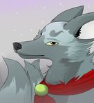  2016 bandanna canine el-gallo feral fox fur grey_fur heterochromia male mammal pink_background simple_background thalorhiro_(darfix) 