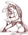  2016 anthro big_breasts blush breasts butt clothed clothing female hair lagomorph lingere long_hair looking_at_viewer mammal rabbit rear_view setouchi_kurage sitting solo 