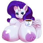  2016 anthro anthrofied areola big_breasts blue_eyes breasts cup equine eyeshadow friendship_is_magic hair hi_res horn huge_breasts looking_at_viewer makeup mammal matospectoru my_little_pony nipples rarity_(mlp) simple_background solo unicorn white_background 