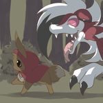  canine claws cute duo eevee eeveelution grim hood imminent_vore little_red_riding_hood_(copyright) lycanroc mammal nintendo pok&eacute;mon tongue tongue_out video_games vore wolf 