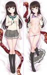  1girl aqua_eyes black_hair blush dakimakura eatbara kurosawa_dia long_hair love_live! love_live!_sunshine!! pussy school_uniform skirt underwear 