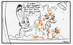  2016 anthro arctic_fox bath canine dialogue disney duo english_text female fox jack_savage lagomorph male mammal mistermead nude rabbit shower skye_(zootopia) text zootopia 