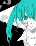  a5_arashi aqua_eyes aqua_hair bad_id bad_pixiv_id bandages hatsune_miku long_hair looking_at_viewer lowres rolling_girl_(vocaloid) scratches solo vocaloid 