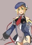  blazblue blonde_hair blush breasts green_eyes hat hyakuhachi_(over3) looking_at_viewer military military_uniform noel_vermillion short_hair small_breasts smile solo uniform 