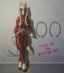  5_fingers abs anthro aurancreations blonde_hair braided_hair breasts brown_fur equine female fur hair hooves horse looking_at_viewer mammal navel nipples nude orange_eyes pussy smile solo 