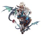  armor armored_boots boots dark_skin dragon dress full_body gloves granblue_fantasy long_hair looking_at_viewer minaba_hideo official_art open_mouth red_eyes shield short_dress sleeveless smile standing sword thighhighs transparent_background weapon white_hair zettai_ryouiki zooey_(granblue_fantasy) 