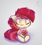  equine eyelashes eyes_closed feral flower fur hair hooves lying mammal my_little_pony plant red_hair rose simple_background smile solo suplolnope white_background white_fur 