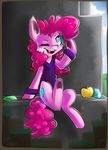  blue_eyes clothed clothing cutie_mark earth_pony equine female feral friendship_is_magic fur hair hooves horse mammal my_little_pony one_eye_closed open_mouth pink_fur pink_hair pinkie_pie_(mlp) pony sitting smile suplolnope teeth tongue 