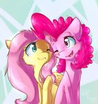  blue_eyes earth_pony equine feathered_wings feathers female feral fluttershy_(mlp) friendship_is_magic fur hair horse mammal my_little_pony nude one_eye_closed open_mouth pegasus pink_fur pink_hair pinkie_pie_(mlp) pony simple_background sitting smile suplolnope teeth tongue wings yellow_fur 