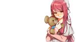  blush bow red_eyes red_hair rin_(shelter) shelter tagme_(artist) teddy_bear white 