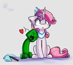  &lt;3 ambiguous_gender creeper duo equine female friendship_is_magic green_eyes hair hooves horn mammal minecraft my_little_pony simple_background suplolnope sweetie_belle_(mlp) unicorn video_games white_background 
