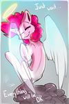  angel cutie_mark earth_pony english_text equine eyes_closed feathered_wings feathers female feral friendship_is_magic fur hair hooves horse mammal my_little_pony nude pink_fur pink_hair pinkie_pie_(mlp) pony smile suplolnope text wings 