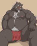  2019 anthro belly humanoid_hands male mammal moobs nanntaro navel nipples overweight overweight_male simple_background sitting solo suid suina sus_(pig) wild_boar 
