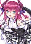  :d blue_eyes commentary_request corset detached_sleeves elizabeth_bathory_(fate) elizabeth_bathory_(fate)_(all) fate/extra fate/extra_ccc fate_(series) horns long_hair looking_at_viewer open_mouth pointy_ears red_hair rojiura_satsuki:_chapter_heroine_sanctuary smile solo tail two_side_up yuzu-aki 