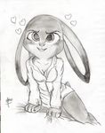  &lt;3 anthro black_and_white blush disney erosmilestailsprower female greyscale judy_hopps lagomorph lying mammal monochrome rabbit simple_background sketch watermark zootopia 