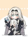  2girls ak-12_(girls_frontline) an-94_(girls_frontline) baby blue_eyes blush eyes_closed floppy_disk girls_frontline gloves harness mouth_guard multiple_girls pacifier silver_hair tsuka twitter_username younger 