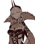  breasts carmilla_(fate/grand_order) cleavage fate/grand_order fate_(series) highres hollomaru large_breasts long_hair sketch solo spot_color supportasse white_background yellow_eyes 
