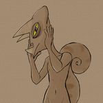  anthro chameleon lizard looking_at_viewer male navel nipples nude parasin reptile scalie simple_background solo 