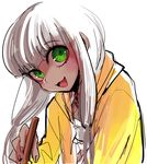  bad_id bad_twitter_id danganronpa dark_skin ganguro green_eyes jacket long_hair low_twintails new_danganronpa_v3 simple_background sk816 sketch smile solo twintails upper_body white_background white_hair yellow_jacket yonaga_angie 