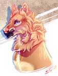  ambiguous_gender black_lips blue_eyes canine dog feral glistening_eyes mammal mane red_nose shaza_(artist) 