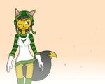  anthro aviator_helmet clothed clothing feline female mammal one_eye_closed parasin simple_background smile solo standing 