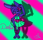  2016 4_fingers animatronic anthro ballerina black_nose blue_fur bow_tie breasts buckteeth clothed clothing dashia dashiathebunny eyebrows eyelashes eyes_closes fan_character feet female five_nights_at_freddy&#039;s fur hair hair_tuft lagomorph long_ears machine mammal multicolored_fur rabbit robot shadow signature simple_background skirt solo teeth tuft video_games 