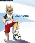  ball canine eyewear fifa goggles isohak male mammal mascot russia russian soccer sport wolf world_cup zabivaka 