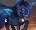  blue_eyes blue_feathers blue_fur blue_hair cutie_mark equine eyelashes feathered_wings feathers female feral friendship_is_magic fur hair hooves horn mammal my_little_pony nude princess_luna_(mlp) rain-gear solo standing winged_unicorn wings 