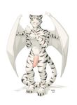  2016 abs anthro balls claws derpah feline fur green_eyes hi_res humanoid_penis male mammal muscular nude pecs penis pink_nose smile solo stripes tiger uncut white_fur white_tiger wings 