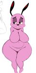  2016 anthro blush breasts canine cartoon_network courage courage_the_cowardly_dog crossgender digital_media_(artwork) dog embarrassed female fur half-closed_eyes mammal nude pink_fur simple_background slightly_chubby solo sssonic2 wide_hips 