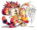  fire gen_7_pokemon incineroar litten no_humans pokemon pokemon_(creature) tairupanda tiger 