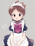  alternate_costume amano_keita apron black_eyes blush brown_hair crossdressing enmaided grey_background heart kouhara_yuyu looking_at_viewer maid maid_apron maid_headdress male_focus open_mouth simple_background solo youkai_watch 