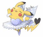  &lt;3_tail artsy-theo cleft_tail clothing cosplay_pikachu crown dipstick_tail dress eyes_closed female multicolored_tail nintendo open_mouth open_smile pikachu pok&eacute;mon rosy_cheeks simple_background smile solo tiara tutu video_games white_background 